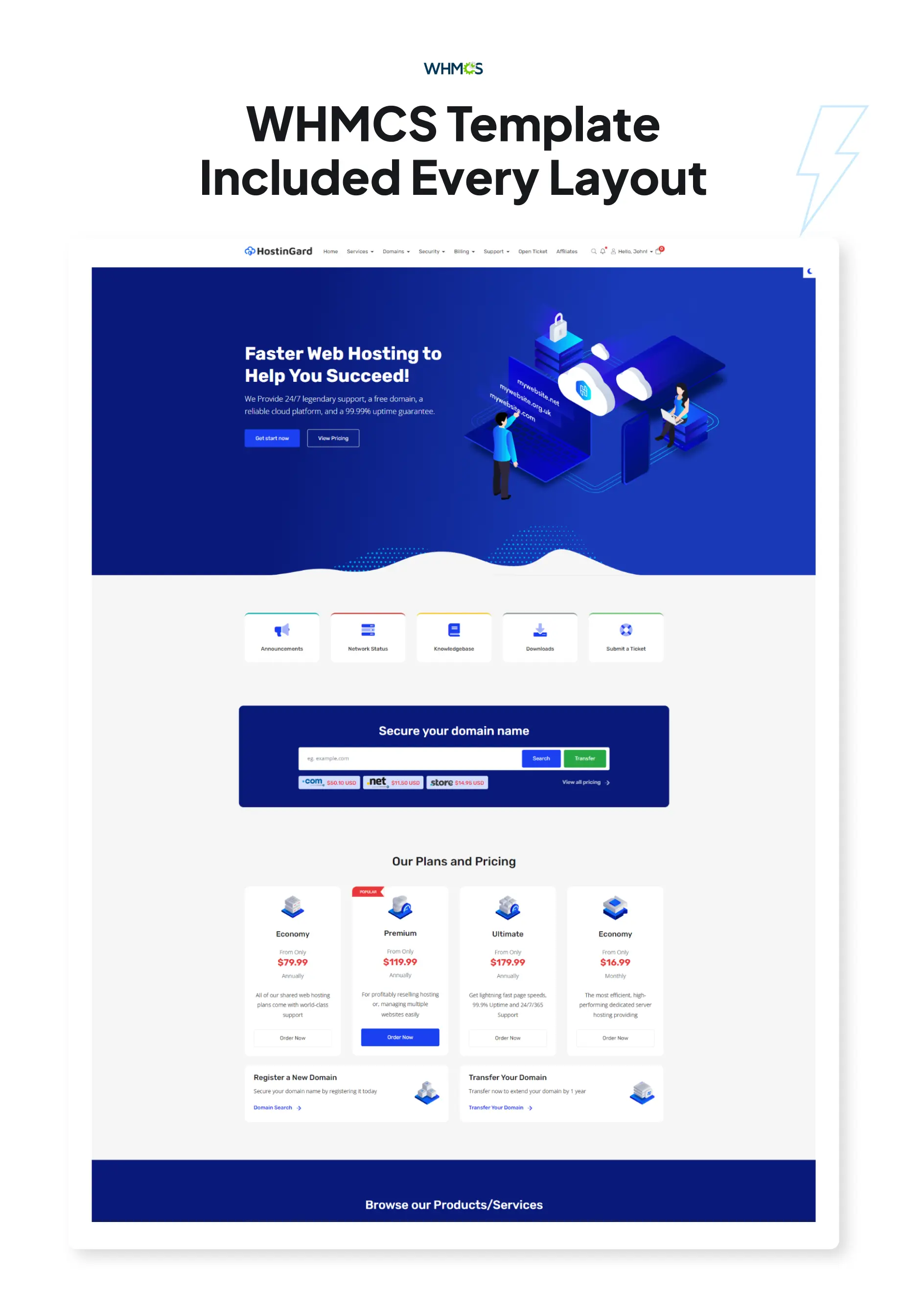 Hostingard - Web Hosting HTML Template with WHMCS